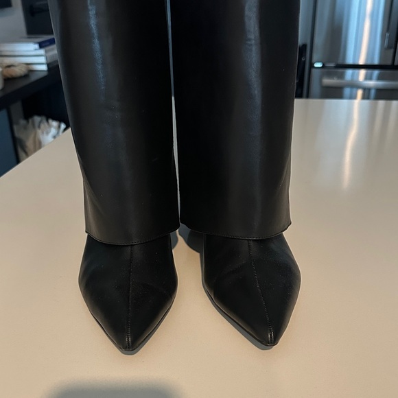 Zara Black Pointed-Toe Leather Boots - Picture 2 of 8